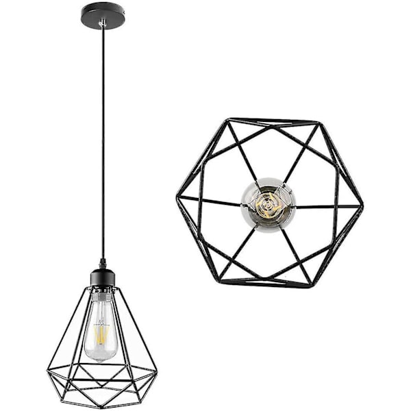Retro-stil Retro Takkronljuslampa Fågelbur Diamant Lampskärm E27 Skruv 1m Justerbar Kabel