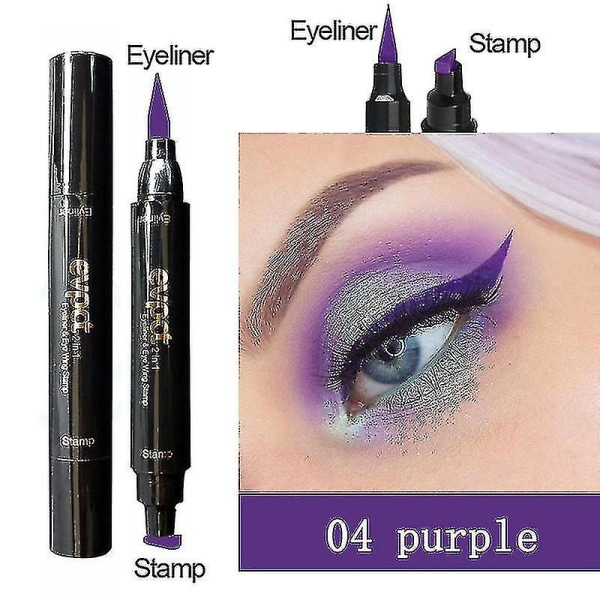 Evpct Eye Liner 2 In1 Eyeliner Stämpel Seal & Pen Quick Dry Vattentät Eye Pencil Flytande Eyeliner (storlek, färg: 1st-lila #04)