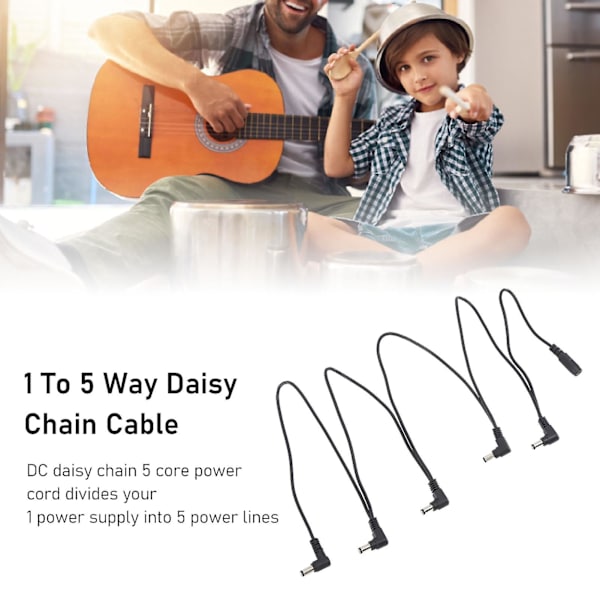 Universal DC-adapterpedal strømforsyning splitterkabel - 1 til 5-veis Daisy Chain