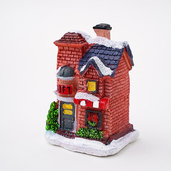 6 stk. Julepynt Resin Julehus