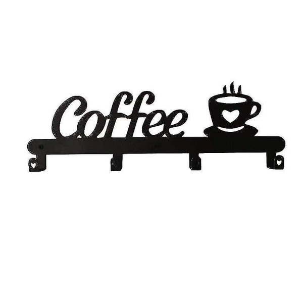 Seinään kiinnitettävä kahvimukin pidike (4 koukkua), keittiön tai kahvin baarin sisustuskyltti, kahvimukin ripustimiin