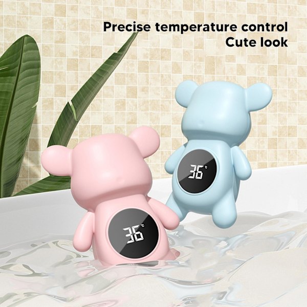 Baby badetermometer - Bjørn form, sikkerhedsdisplay, stuetemperatur, pink