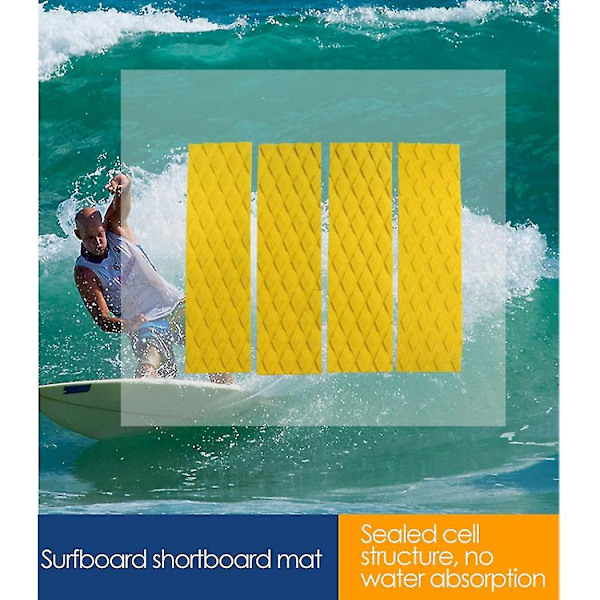 4 stk./sæt Surfing Front Traction Pad - sup Surfboard Deck Grip Mat Udskiftning Med Klæbemiddel (gul)