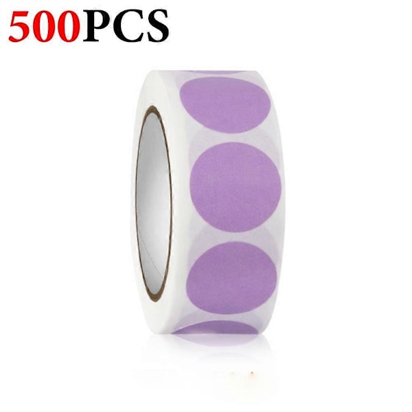 1000 stk/Rull Kroma Etikett Fargekode Punkt Etiketter Klistremerker 1/2 Tomme Rød, Grønn, Hvit, Gul, Blå, Rosa, Rund 500pcs-purple