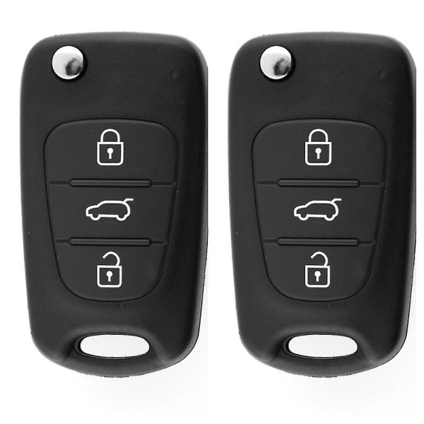 2 stk Flip Remote Key Shell 3 knap kompatibel Kia Sorento Sportage Cerato Rio