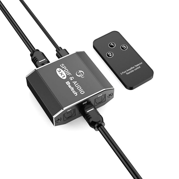 Spdif & Audio Switch 3 In 1 Out optinen jakaja Toslink digitaalinen optinen äänikytkin 3x1 sovitin