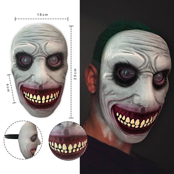 Pelottava Halloween-naamio, hymyilevät demonit Cosplay-rekvisiitta, paha lateksinaamio Halloween-asujuhliin