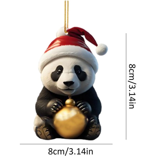 8kpl Joulukuusi Panda Riipus 2D Akryyli, Joulu Panda Riippuva Koriste Hauska Joulu Panda Ornamentti Joulukuusi Lahjaksi
