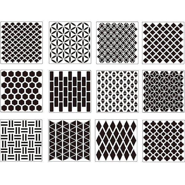 12 kpl maalauspohjia Stencilit askarteluprojekteihin DIY-kodin sisustustaide - Uudelleenkäytettävät pistepohjasarjat