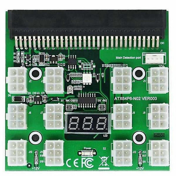 Pci-e 12v 64pin 12x 6pin virtalähteen sovitin Breakout-kortti 1200w 750w Psu Server Gp