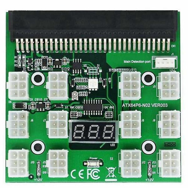 Pci-e 12v 64pin til 12x 6pin strømforsyning serveradapter breakout-kort til 1200w 750w Psu server Gp