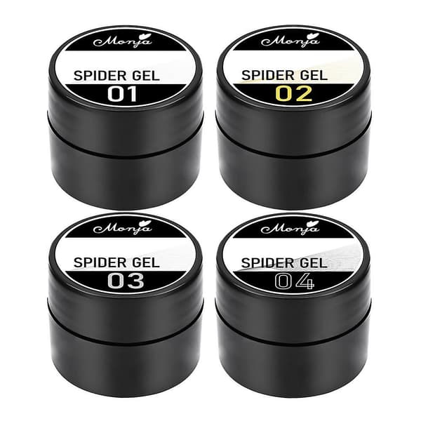 4 Farver Sølv Guld Negle Gel Polish Spider Elastisk Børstet Maleri Trækning Linje