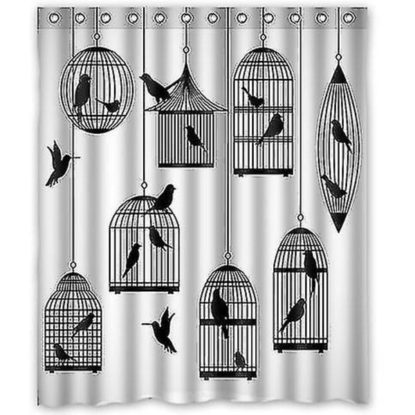 White Birds Shower Curtain Bathroom Decor Curtain 160x180 Cm