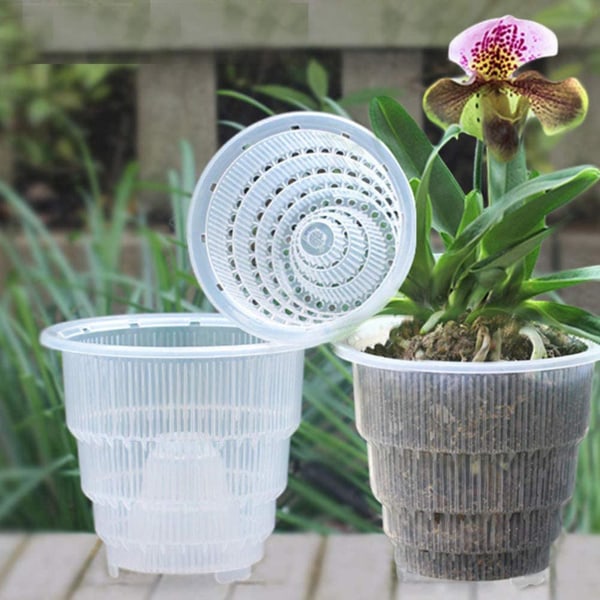 15cm Orkidé Klar Blomkruka Plast Spårad Andningsbar Orkidé Krukor