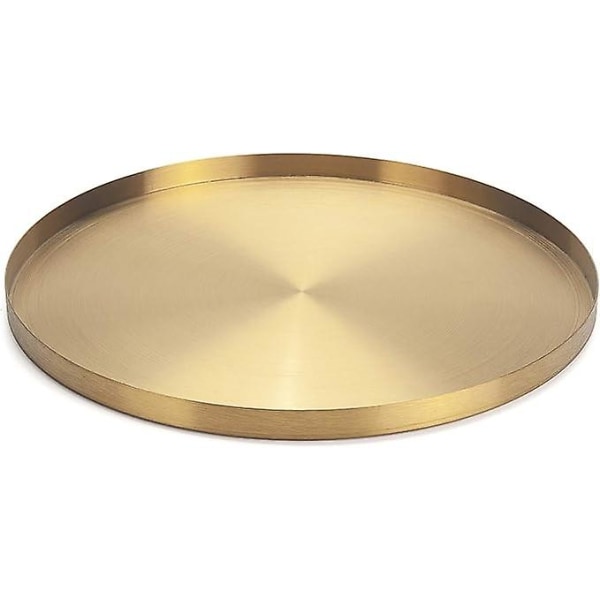 (30cm)Rund guld, rostfritt stål serveringsbricka Smycken och smink Organizer/Ljusbricka Dekorativ T