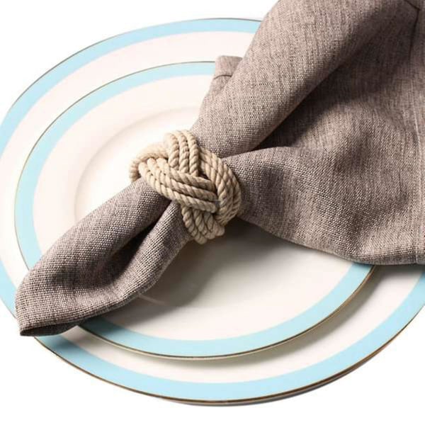 Newway 12 stk Naturlige Jute Serviet Loop Snøre Vævet Serviet Spænde Snøret Serviet Spænde Vokset Garn Serviet Loo Cy