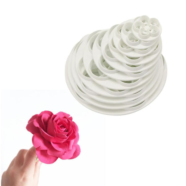 Sett med 11 fondantformer for kaker, DIY-kakeform for utskjæring av blomster, ett-stykke kakeutskrift