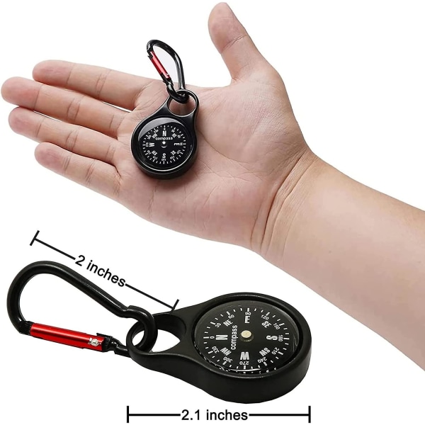 Nyckelring kompass, bärbar minikompass, metall karbinkompass, överlevnadskompass för vandring utomhus