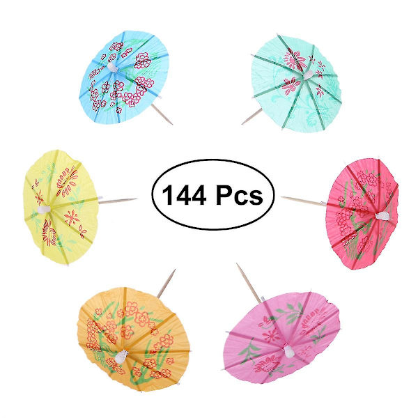 144 stk Cocktail Parasol Drink Paraplyer Papir Parasol Pinner Til Drikker Hawaiiansk Fest Og Bassengfest Tilbehør
