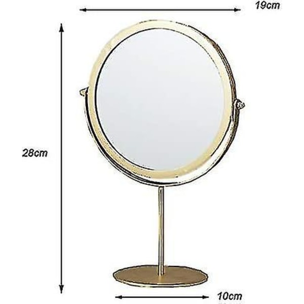 Bordspegel, roterande spegel i metall, fristående, justerbar, 19 cm, rund guld