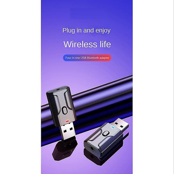 3 i 1 Bluetooth 5.0 USB 3.5mm Bil Bluetooth Mottaker Sender Med Samtale USB Bluetooth Lyd Ada