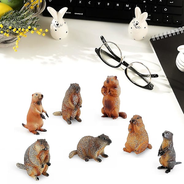 Miniatyr Groundhog Model Ornament Kunstig Groundhog Legetøj Simuleret Groundhog Dyremodel Legetøj Dekorationer Til Miniature Zoo Og Have Sandkasse C
