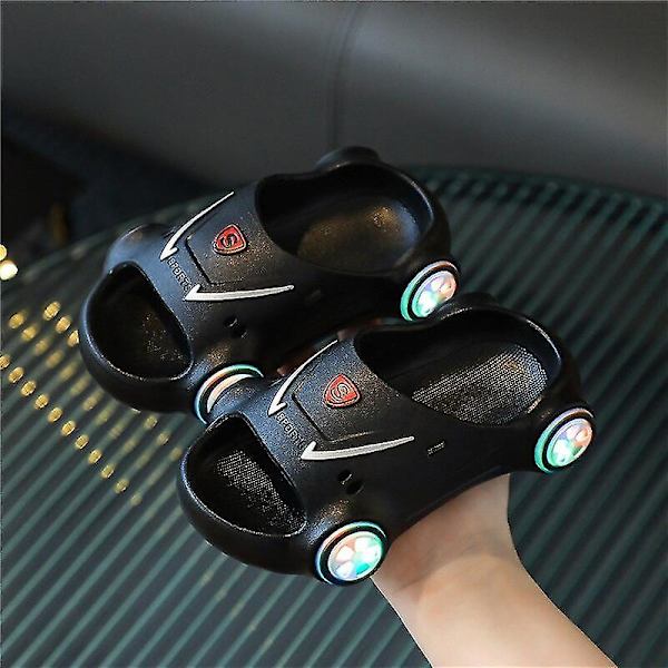2023 Barn Glowing Tofflor Cartoon Bil Sommar Barn Led Sandaler Anti Slip Pojkar Flickor Lysande Tofflor Strandsandaler