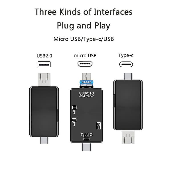 Ryra OTG Micro SD-kortläsare USB 2.0 Kortläsare för USB C Micro SD Adapter Flash