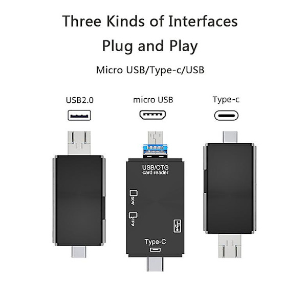Ryra OTG Micro SD Kortlæser USB 2.0 Kortlæser til USB C Micro SD Adapter Flash