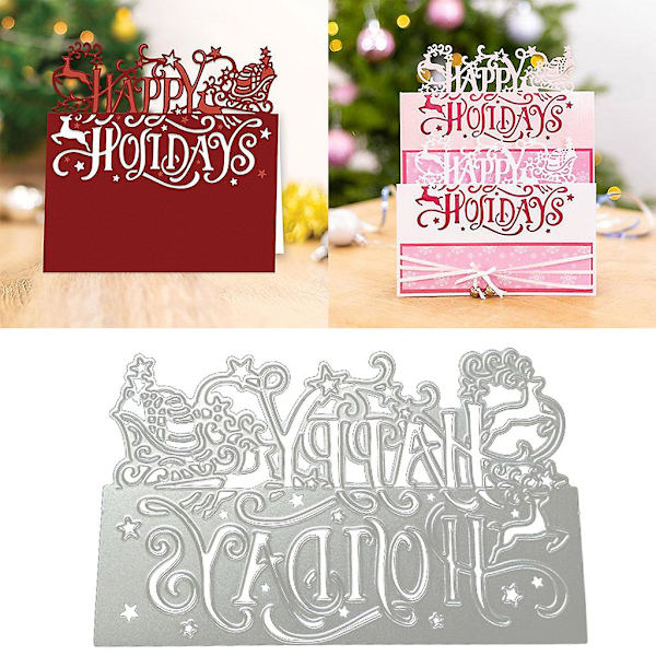 Glad Jul Metallskärning Stämplar Stencil Diy Scrapbooking Album Papperskort Mall Gjutform Prägling Hantverksdekoration