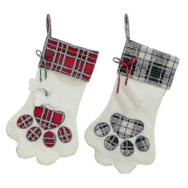 Julstrumpor Husdjur Tass Buffalo Plaid Strumpor \" Burlap Hängande Julstrumpa,rutig Julstrumpor För Barn Godispåsar Strumpor Gåvor Holdi