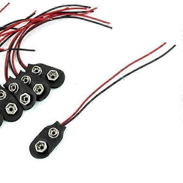 10 stk. Snap 9V Batteriholder Klips På Spænder Stik Kabel med Ledning