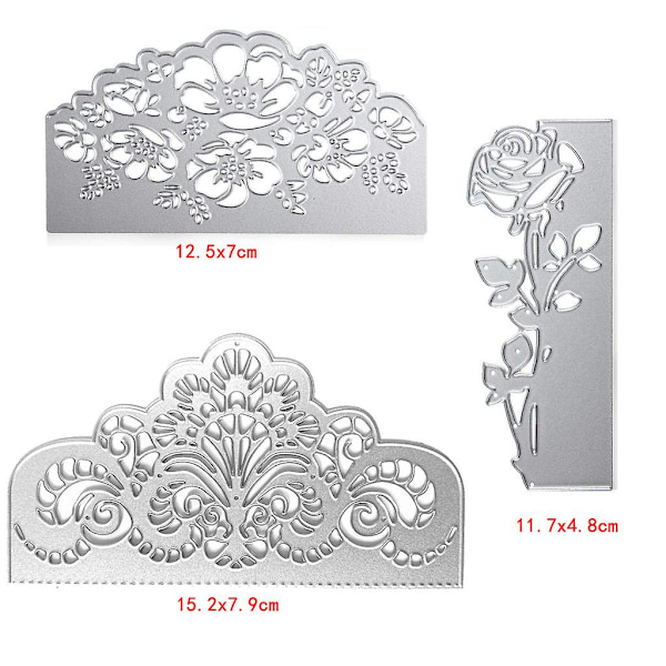 3 stk. Invitasjon Metall Klippestanser Stencil Scrapbooking DIY Album Stempel Papir Kort Preget Dekor