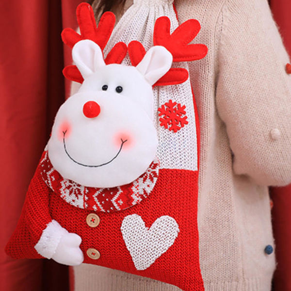 Julegavepose i lin med broderi, nytt julepynt, gavepose til barn, godteripose, oppbevaringspose