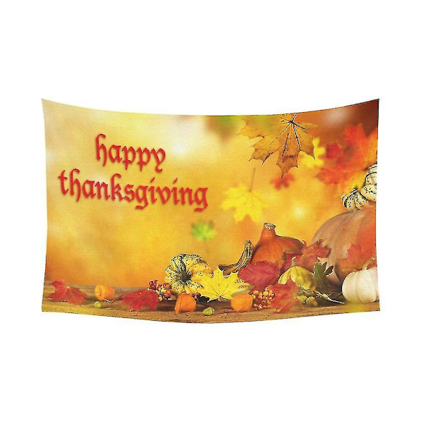 Thanksgiving Harvest Pumpkin Tapestry Horisontell Väggbonad Höst Fall Lönnlöv Röda Gula Löv Väggdekor Konst 150x220 Cm