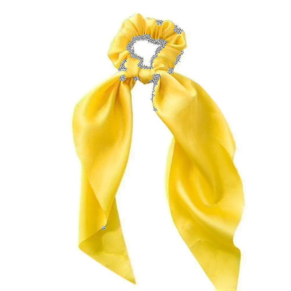 Kvinder Pige Bue Satin Bånd Hestehale Tørklæde Hår Bånd Reb Scrunchies Elastik Qinhai yellow