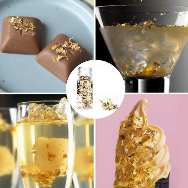 2 st ätbara guldblad, äkta guldflingor för matlagning, kakor, smink, förgyllning, dekoration, hälsa och spa
