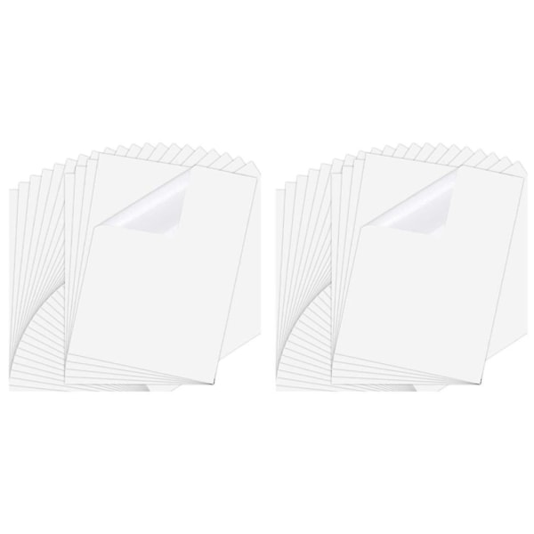 50 ark 8,3 x 11,6 tommers blekkskriver-klistremerkepapir, utskrivbar transparentfilm Hurtigtørrende papiretikett for