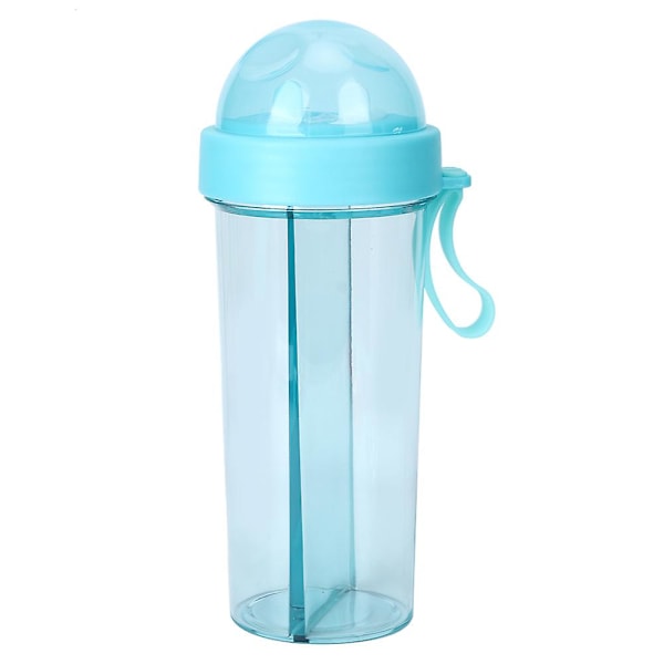 Bärbar utomhus rese sport vattenflaska 600ml - Dubbel användning, två sugrör