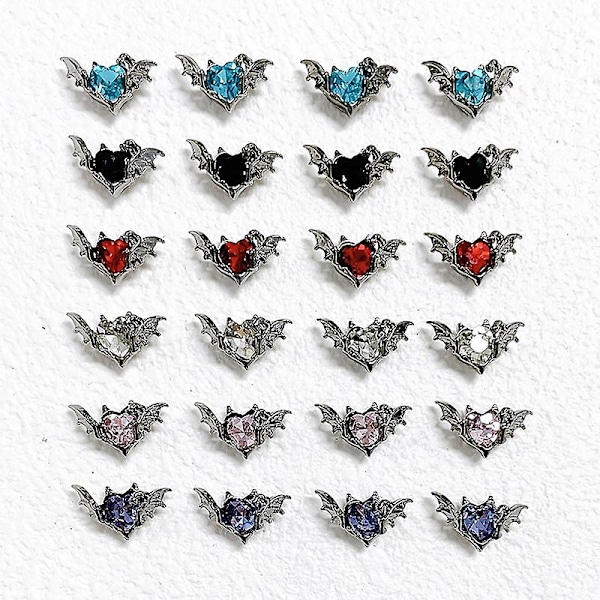 5 stk. krystal rhinestone neglekunst dekoration halloween flagermus negle charms dekoration Black