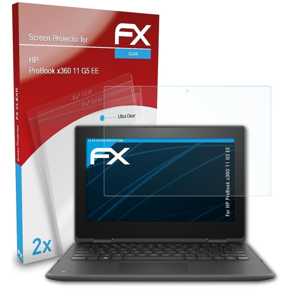 atFoliX 2x skyddsfolie kompatibel med HP ProBook x360 11 G5 EE Displayskyddsfolie klar