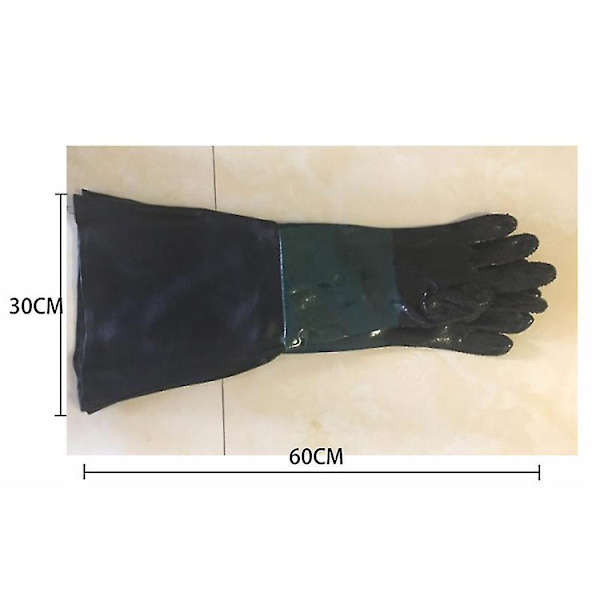 1 par slitstarka sandblästringshandskar i gummi 60 cm tunga arbetshandskar för sandblästring