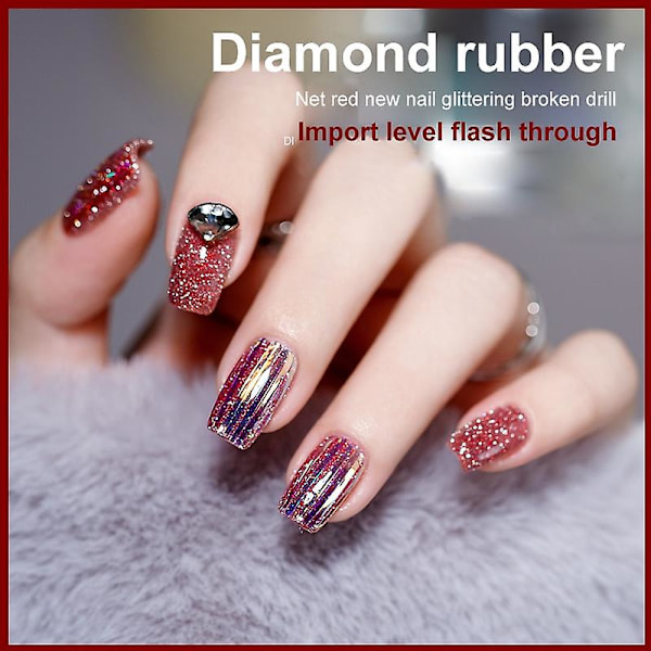 Nagelgellack Färgglatt Glitter UV Nagelgel Semi Permanent Nagelkonst Salong Glitter