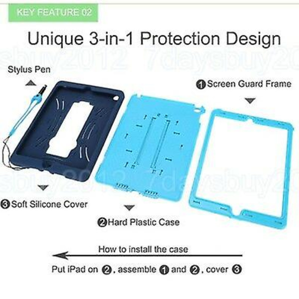Stöttåligt stativfodral för barn till Apple iPad 4 3 2 Mini & Air Pro