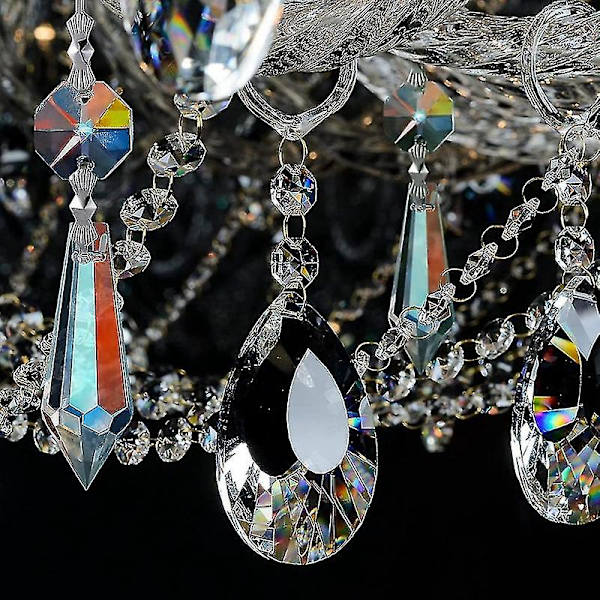 24 stk. Lysekrone Krystal Prismer Vedhæng Sæt 38 Mm Klar Dråbeform Iskrystal Lysekrone Krystaldele