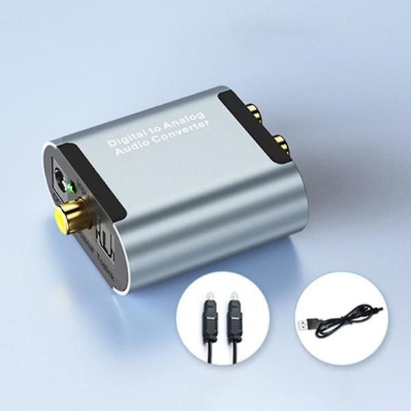 Digital optisk koaksial til analog RCA L/R lydadapterkonverterforsterker