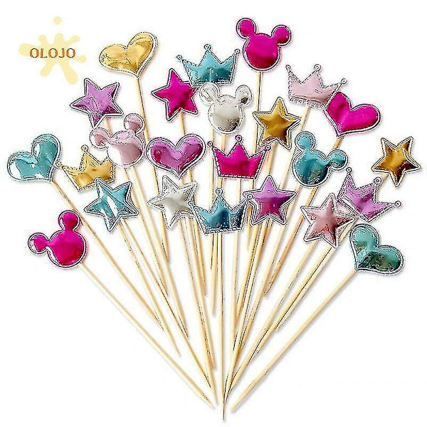 Kakepynt Cupcake Decor Bursdagsfest Tilbehør Sukkerpynt Topper Floe