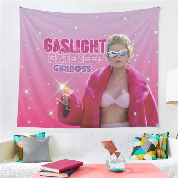 Taylor Gaslight Gatekeep Girlboss Swift Tapestry For College Dorm, Soverom Home Decor