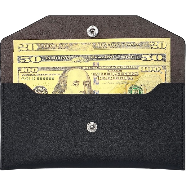 Käteiskirjekuoret Pu-nahkainen, Cash Wallet Money-kirjekuoret Uudelleenkäytettävät vedenpitävät Budget-kirjekuoret 7,2 x 3,6 tuumaa (vaaleanpunainen) (musta)