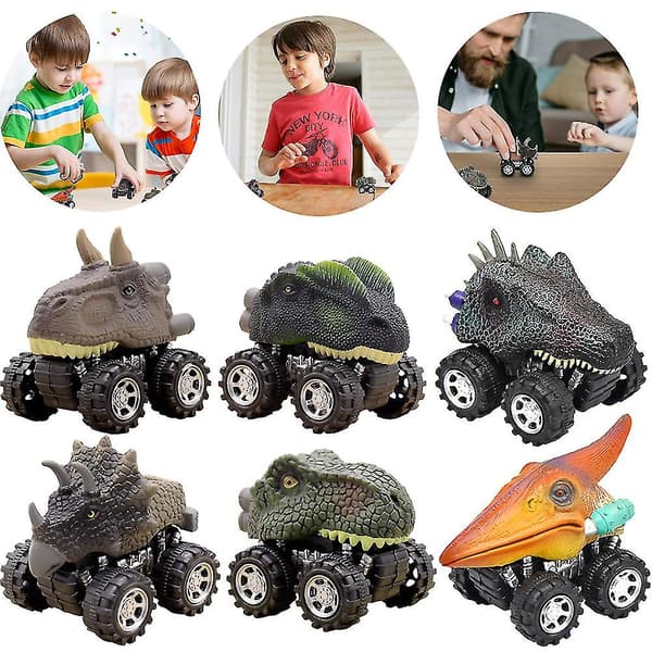 Dinosaur Pull Back Bilar Hög Hastighet Känslig Anti-fall 6-pack Bil Leksaker Presenter För Barn